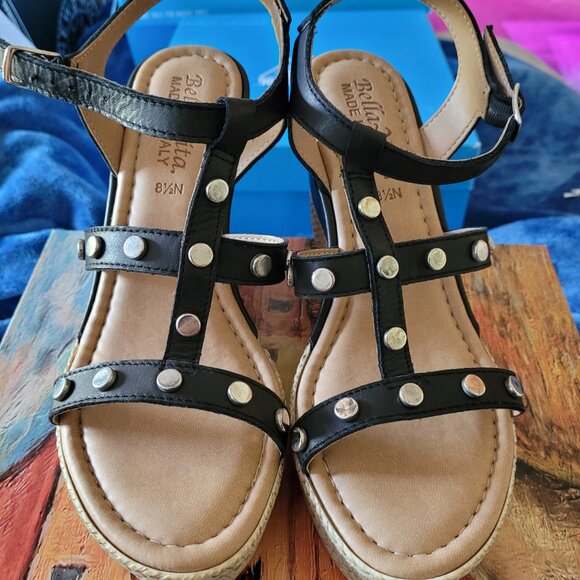 NEW UNWORN BELLA-VITA BLACK WEDGES size 8.5 narrow - Picture 8 of 9